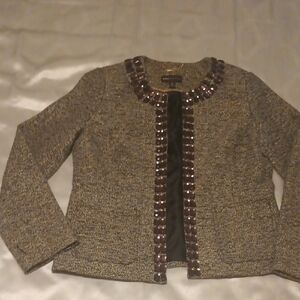 Elegant Tweed Jacket with Embellished Trim